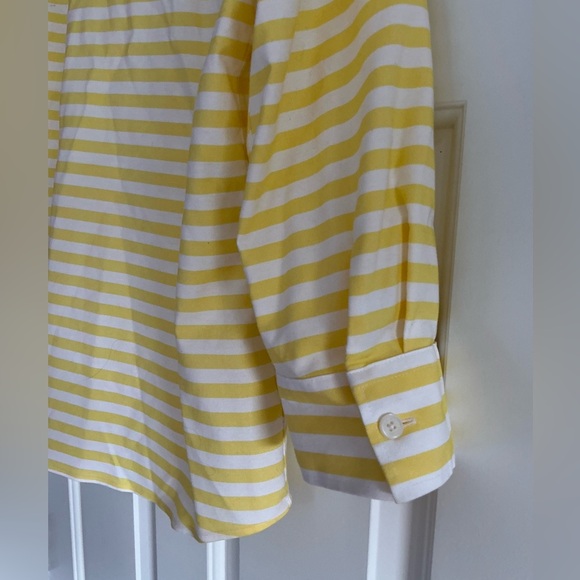 Jones New York Yellow and White Casual Button Down Shirt - Picture 11 of 12